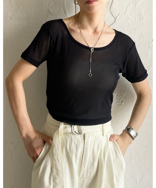 etre シースルールーズTEE セール】クルーネックシースルー/半袖シアーTシャツカットソー