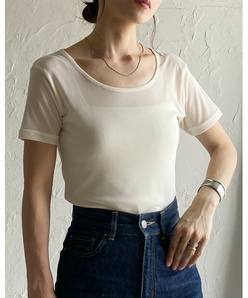 anuke ベージュ シースルー Tシャツ新品未使用 ànuke online store（アンヌーク） / Sheer Slub T-shirtsSheer
