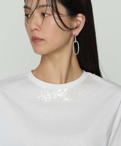 COMME CA（コムサ）の「スーピマコットンポンチ Tシャツ（Tシャツ/カットソー・レディース・ダークブルー/ホワイト/ブラック・11号/9号）」の6枚目の写真