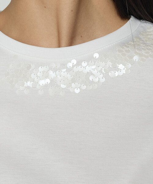 COMME CA（コムサ）の「スーピマコットンポンチ Tシャツ（Tシャツ/カットソー・レディース・ダークブルー/ホワイト/ブラック・11号/9号）」の9枚目の写真