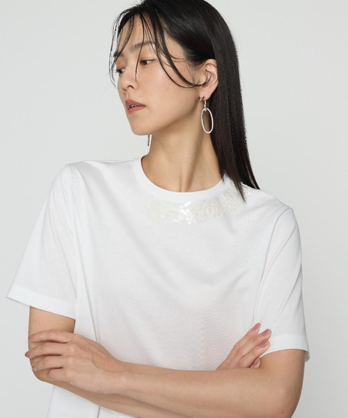 COMME CA(コムサ)の「スーピマコットンポンチ Tシャツ(Tシャツ/カットソー・レディース・ダークブルー/ホワイト/ブラック・11号/9号)」の21枚目の写真