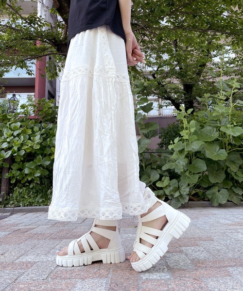 LUGG NAGG(ラグナグ)の「【BOBSON】【厚底】トラックソールグラディエーター【簡単着脱】(サンダル・レディース・ブラック/ベージュ/ホワイト・M/L/LL/S)」の4枚目の写真