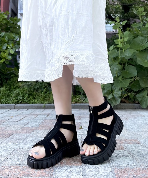 LUGG NAGG(ラグナグ)の「【BOBSON】【厚底】トラックソールグラディエーター【簡単着脱】(サンダル・レディース・ブラック/ベージュ/ホワイト・M/L/LL/S)」の6枚目の写真