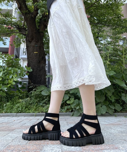 期間限定のお買い得商品 厚底】トラックソールグラディエーター【簡単着脱】（サンダル 靴