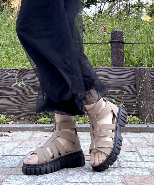 LUGG NAGG(ラグナグ)の「【BOBSON】【厚底】トラックソールグラディエーター【簡単着脱】(サンダル・レディース・ブラック/ベージュ/ホワイト・M/L/LL/S)」の12枚目の写真