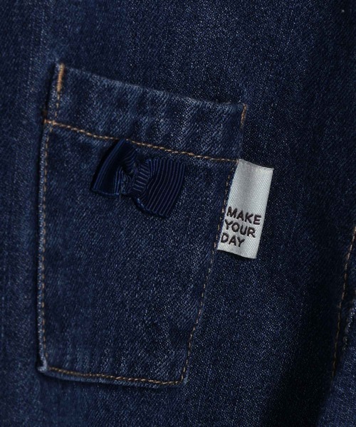 MAKE YOUR DAY（メイクユアデイ）の「セットアップできるリボンデニムブルゾン■150.160cm（デニムジャケット・キッズ・ブルー/ブラック・160/150）」の7枚目の写真