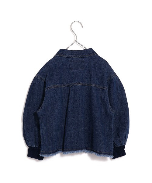 MAKE YOUR DAY（メイクユアデイ）の「セットアップできるリボンデニムブルゾン■150.160cm（デニムジャケット・キッズ・ブルー/ブラック・160/150）」の4枚目の写真