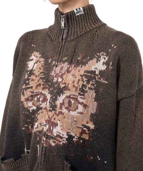 Maison MIHARA YASUHIRO(メゾンミハラヤスヒロ)の「Cat Jacquard Knit Cardigan(カーディガン/ボレロ・レディース・ブラック/ベージュ/グレー・36/38/40)」の9枚目の写真