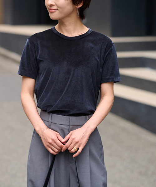 セール】シアーベロアハーフスリーブTEE（Tシャツ/カットソー