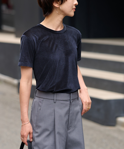 セール】シアーベロアハーフスリーブTEE（Tシャツ/カットソー