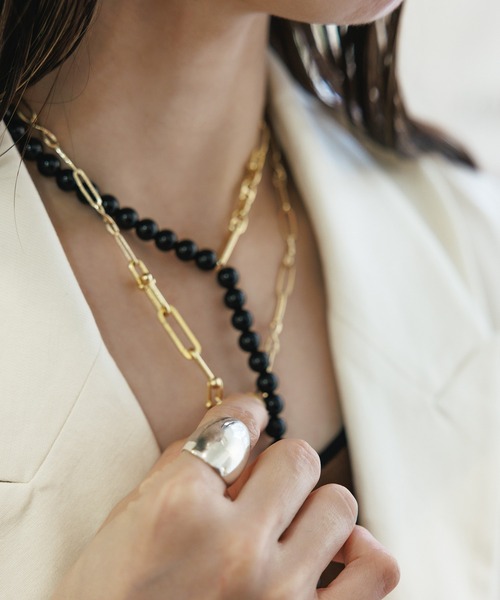 enoi エノイ パーツランダムミックス100個 EO（イオ）】Onyx mix chain necklace（ネックレス）｜ADAM ET