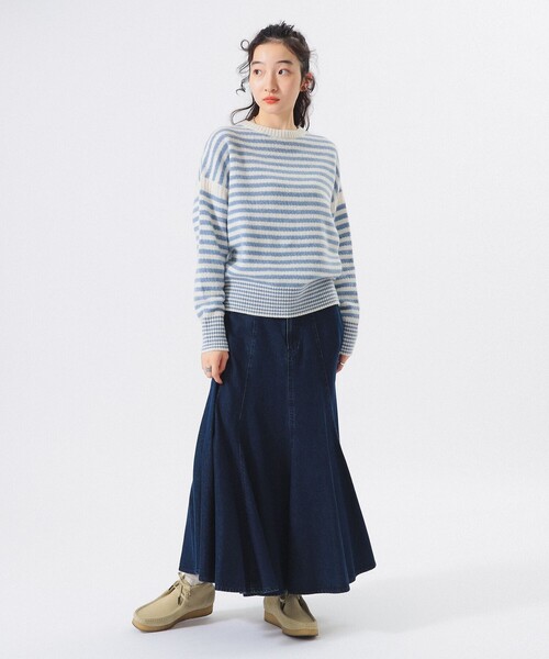 BEAMS BOY（ビームスボーイ）の「【2/5再値下げ】7ゲージ ボーダー クルー ニット（ニット/セーター・レディース・ホワイト系その他7/ネイビー/パープル・ONE SIZE）」の8枚目の写真