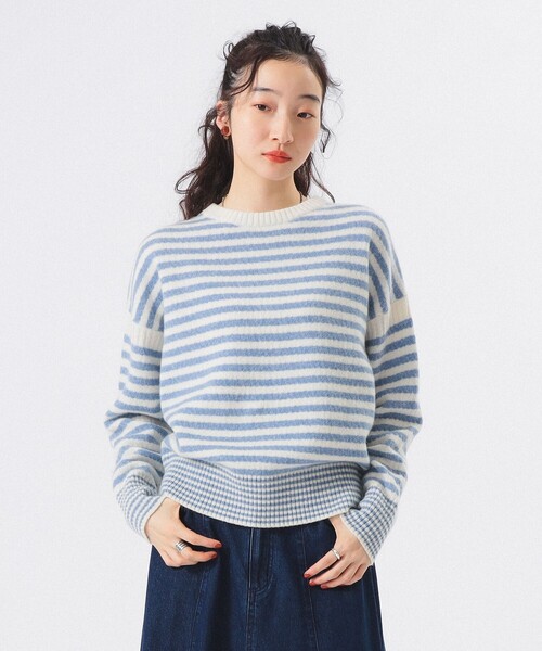 BEAMS BOY（ビームスボーイ）の「【2/5再値下げ】7ゲージ ボーダー クルー ニット（ニット/セーター・レディース・ホワイト系その他7/ネイビー/パープル・ONE SIZE）」の10枚目の写真