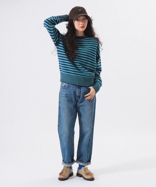 BEAMS BOY（ビームスボーイ）の「【2/5再値下げ】7ゲージ ボーダー クルー ニット（ニット/セーター・レディース・ホワイト系その他7/ネイビー/パープル・ONE SIZE）」の14枚目の写真