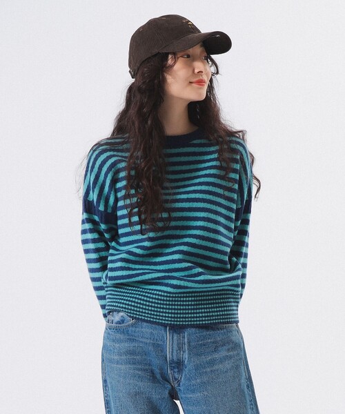 BEAMS BOY（ビームスボーイ）の「【2/5再値下げ】7ゲージ ボーダー クルー ニット（ニット/セーター・レディース・ホワイト系その他7/ネイビー/パープル・ONE SIZE）」の17枚目の写真