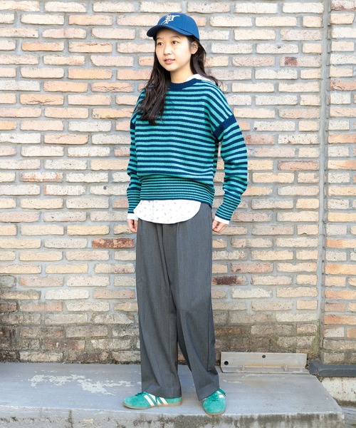 BEAMS BOY（ビームスボーイ）の「【2/5再値下げ】7ゲージ ボーダー クルー ニット（ニット/セーター・レディース・ホワイト系その他7/ネイビー/パープル・ONE SIZE）」の5枚目の写真