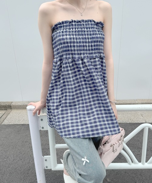 frunco(フランコ)の「【ZOZO限定】ベアチェックチュニック(Tシャツ/カットソー・レディース・ネイビー・FREE)」の6枚目の写真