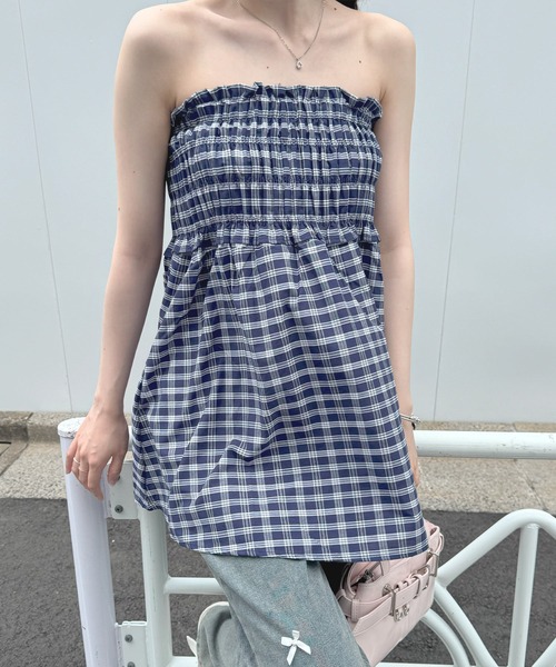 frunco(フランコ)の「【ZOZO限定】ベアチェックチュニック(Tシャツ/カットソー・レディース・ネイビー・FREE)」の4枚目の写真