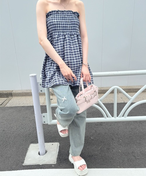 frunco(フランコ)の「【ZOZO限定】ベアチェックチュニック(Tシャツ/カットソー・レディース・ネイビー・FREE)」の7枚目の写真