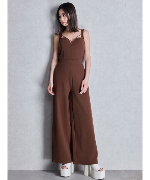 GYDA（ジェイダ）の「クロスバインダーリブロンパース（つなぎ/オールインワン・レディース・ブラウン/グレー/ブラック・FREE）」の4枚目の写真