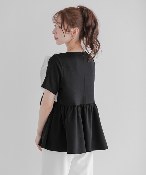 タグ付き新品 fitmore ジャガードリボンペプラムトップス セール】ジャガードリボンペプラムトップス（Tシャツ/カットソー