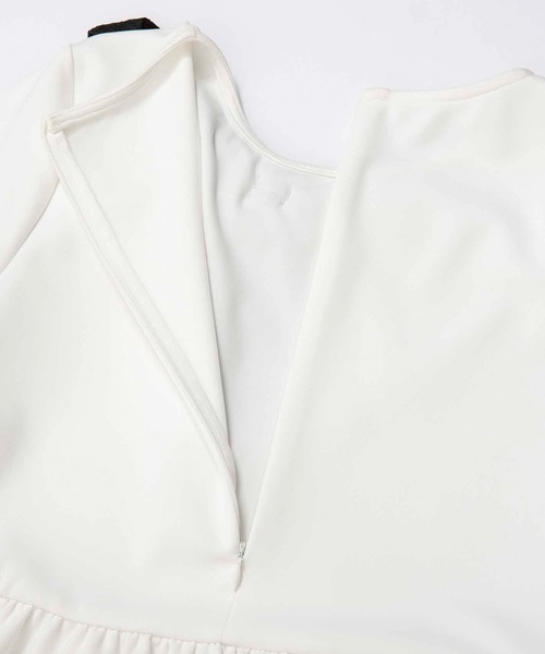 Fit more(フィットモア)の「ジャガードリボンペプラムトップス(Tシャツ/カットソー・レディース・ホワイト/ブラック・FREE)」の8枚目の写真