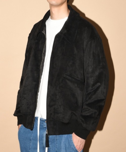 SUPERTHANKS（スーパーサンクス）の「スエード・合成皮革 中肉中綿入りブルゾン/Faux Suede Padded Blouson (CWU-Type)（ブルゾン・メンズ・ライトカーキ/ブラック/ブラック系その他・L/M/S）」の2枚目の写真