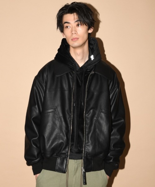 SUPERTHANKS（スーパーサンクス）の「スエード・合成皮革 中肉中綿入りブルゾン/Faux Suede Padded Blouson (CWU-Type)（ブルゾン・メンズ・ライトカーキ/ブラック/ブラック系その他・L/M/S）」の14枚目の写真