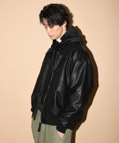 SUPERTHANKS（スーパーサンクス）の「スエード・合成皮革 中肉中綿入りブルゾン/Faux Suede Padded Blouson (CWU-Type)（ブルゾン・メンズ・ライトカーキ/ブラック/ブラック系その他・L/M/S）」の13枚目の写真