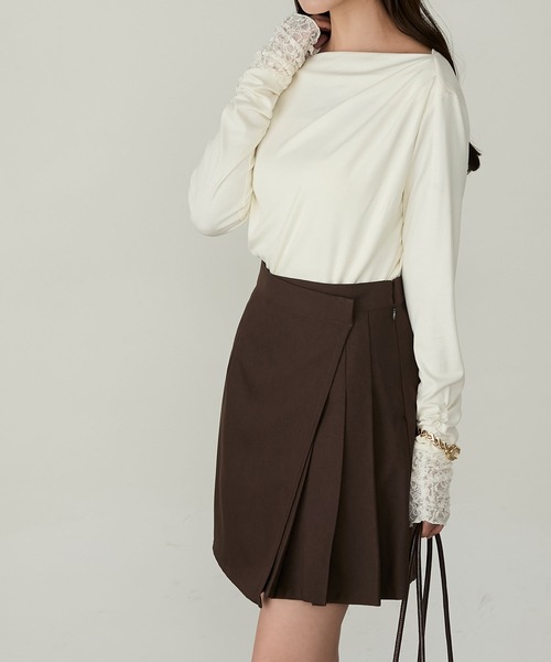 Cherir Mignon(シェリルミニョン)の「【Cherir Mignon】- Silhouette Couture -レース袖ドレープボートネックロンTEE(Tシャツ/カットソー・レディース・チャコールグレー/アイボリー/ブラック/ピンク/ブラウン・S/M)」の17枚目の写真