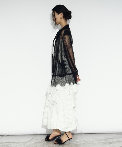 Ezick(エジック)の「scallop lace ダブルレースジャケット/setup対応(テーラードジャケット・レディース・ブラック/オフホワイト・FREE)」の16枚目の写真