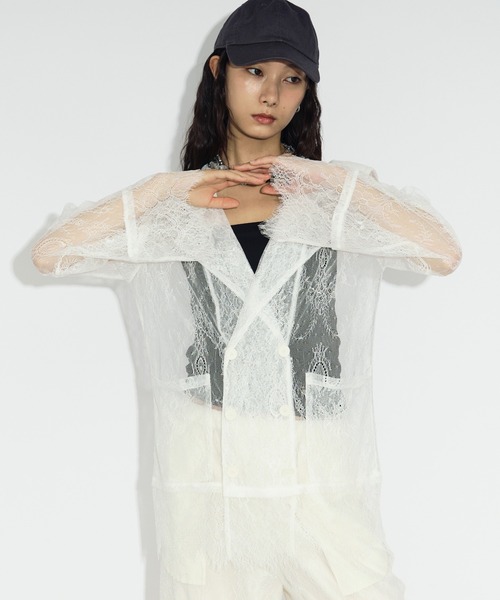 scallop lace ダブルレースジャケット/setup対応（テーラード