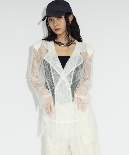 scallop lace ダブルレースジャケット/setup対応（テーラード