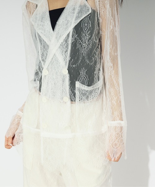 Ezick(エジック)の「scallop lace ダブルレースジャケット/setup対応(テーラードジャケット・レディース・ブラック/オフホワイト・FREE)」の21枚目の写真