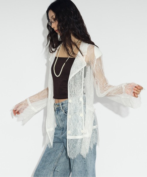 scallop lace ダブルレースジャケット/setup対応（テーラード