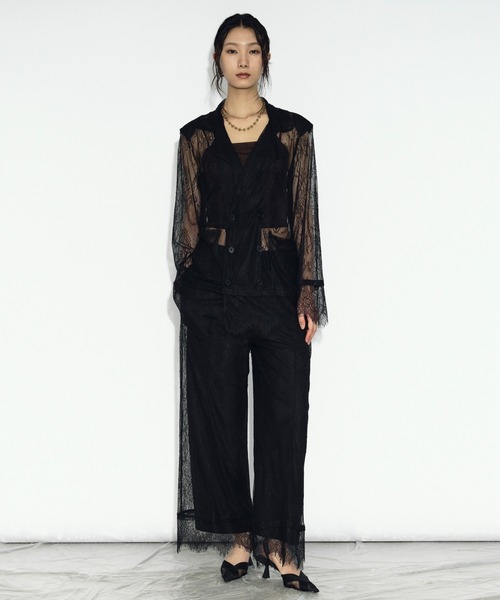 Ezick(エジック)の「scallop lace ダブルレースジャケット/setup対応(テーラードジャケット・レディース・ブラック/オフホワイト・FREE)」の9枚目の写真