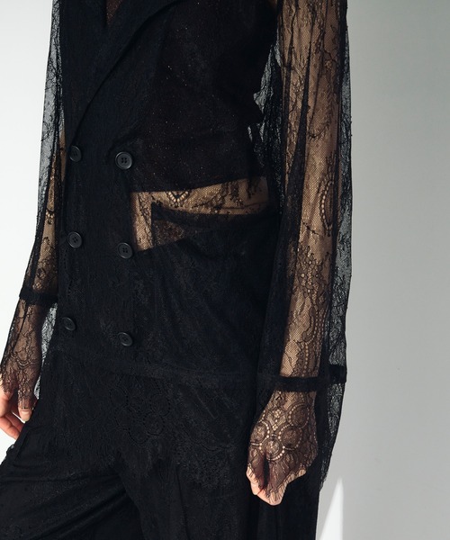 Ezick(エジック)の「scallop lace ダブルレースジャケット/setup対応(テーラードジャケット・レディース・ブラック/オフホワイト・FREE)」の4枚目の写真