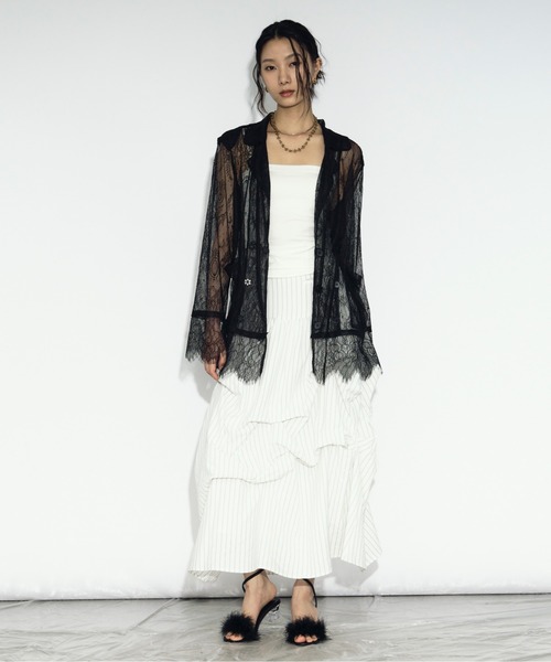 Ezick(エジック)の「scallop lace ダブルレースジャケット/setup対応(テーラードジャケット・レディース・ブラック/オフホワイト・FREE)」の15枚目の写真