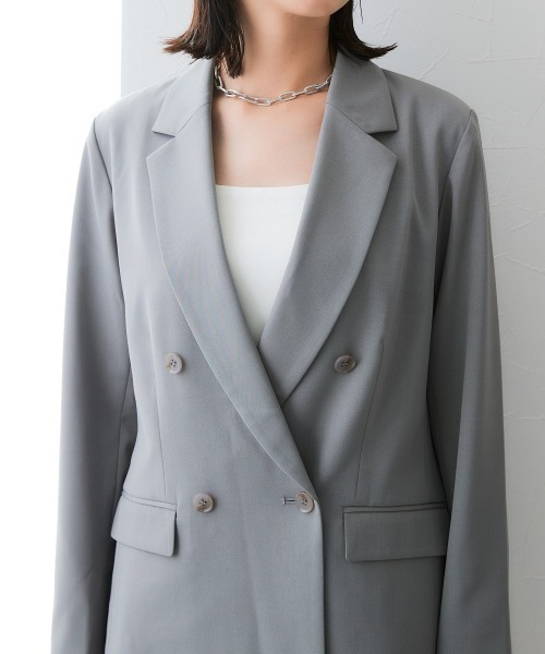 7days Life Styling(セブンデイズライフスタイリング)の「【みさとさんコラボ】ダブルブレストテーラードジャケット<大きいサイズ有>(テーラードジャケット・レディース・グレー/ブラック・L/M/3L/LL)」の6枚目の写真