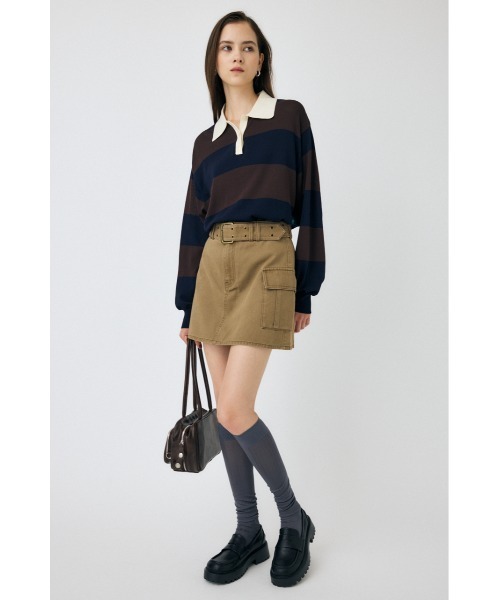 MOUSSY(マウジー)の「BORDER ニットポロシャツ(ニット/セーター・レディース・ブラック/ブラウン系その他/ライトブルー/グレー系その他・FREE)」の9枚目の写真