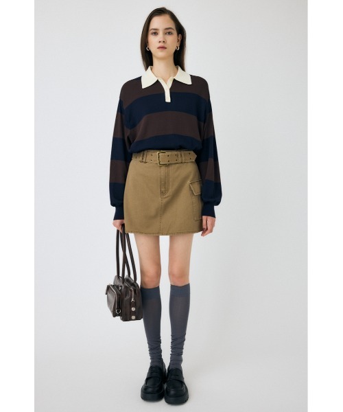 MOUSSY(マウジー)の「BORDER ニットポロシャツ(ニット/セーター・レディース・ブラック/ブラウン系その他/ライトブルー/グレー系その他・FREE)」の10枚目の写真