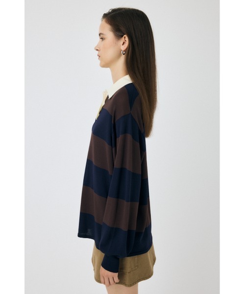 MOUSSY(マウジー)の「BORDER ニットポロシャツ(ニット/セーター・レディース・ブラック/ブラウン系その他/ライトブルー/グレー系その他・FREE)」の14枚目の写真