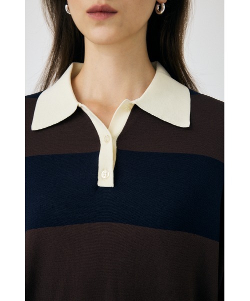 MOUSSY(マウジー)の「BORDER ニットポロシャツ(ニット/セーター・レディース・ブラック/ブラウン系その他/ライトブルー/グレー系その他・FREE)」の16枚目の写真