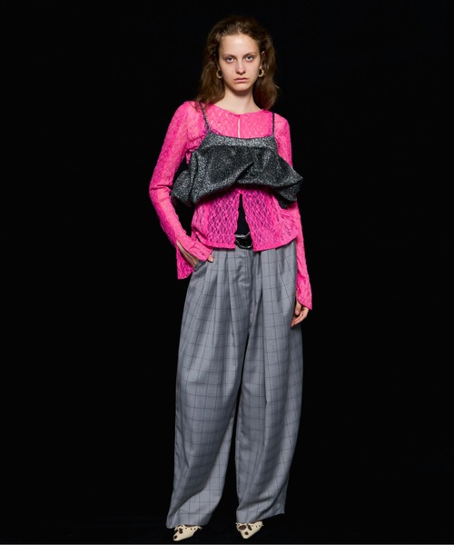 MAISON SPECIAL（メゾンスペシャル）の「With Real Leather Belt Asymmetry Tack Pants/リアルレザーベルトセットアシンメトリータックパンツ■セットアップ対応■（スラックス・レディース・グレー/ブラウン/ブラック・36/38）」の12枚目の写真