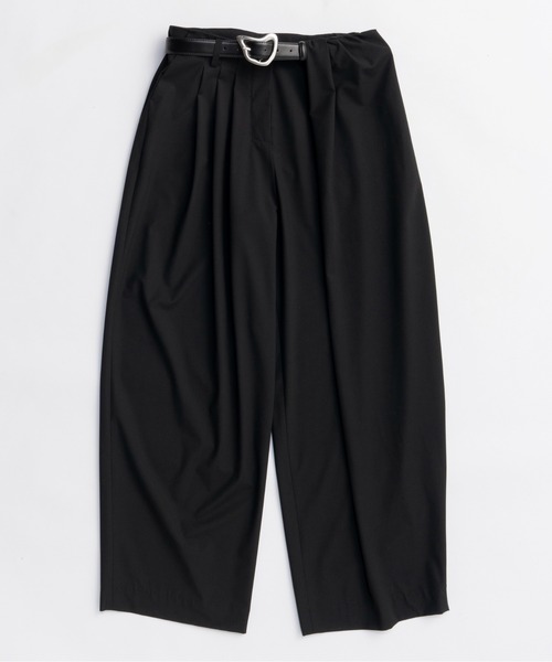 MAISON SPECIAL（メゾンスペシャル）の「With Real Leather Belt Asymmetry Tack Pants/リアルレザーベルトセットアシンメトリータックパンツ■セットアップ対応■（スラックス・レディース・グレー/ブラウン/ブラック・36/38）」の16枚目の写真