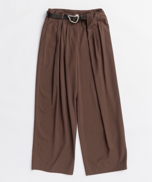 MAISON SPECIAL（メゾンスペシャル）の「With Real Leather Belt Asymmetry Tack Pants/リアルレザーベルトセットアシンメトリータックパンツ■セットアップ対応■（スラックス・レディース・グレー/ブラウン/ブラック・36/38）」の18枚目の写真