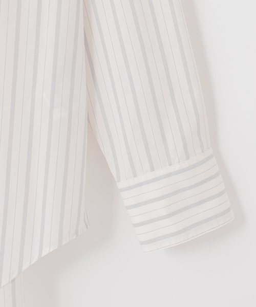 B.C STOCK（ベーセーストック）の「【Deux Allures/ドゥ アリュール】スタンドドロストシャツ（シャツ/ブラウス・メンズ・ホワイト/ブラウン・FREE）」の15枚目の写真