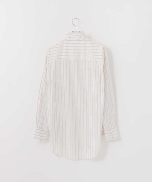 B.C STOCK（ベーセーストック）の「【Deux Allures/ドゥ アリュール】スタンドドロストシャツ（シャツ/ブラウス・メンズ・ホワイト/ブラウン・FREE）」の16枚目の写真