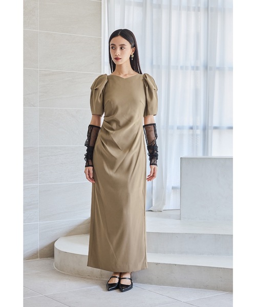 レースアームカバードレープドレス 2点セット パーティードレス