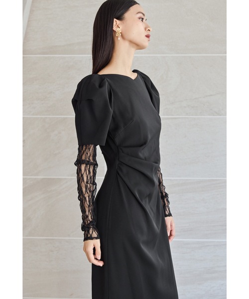 niana レースアームカバードレープドレス　オケージョンドレス レースアームカバードレープドレス 2点セット パーティードレス